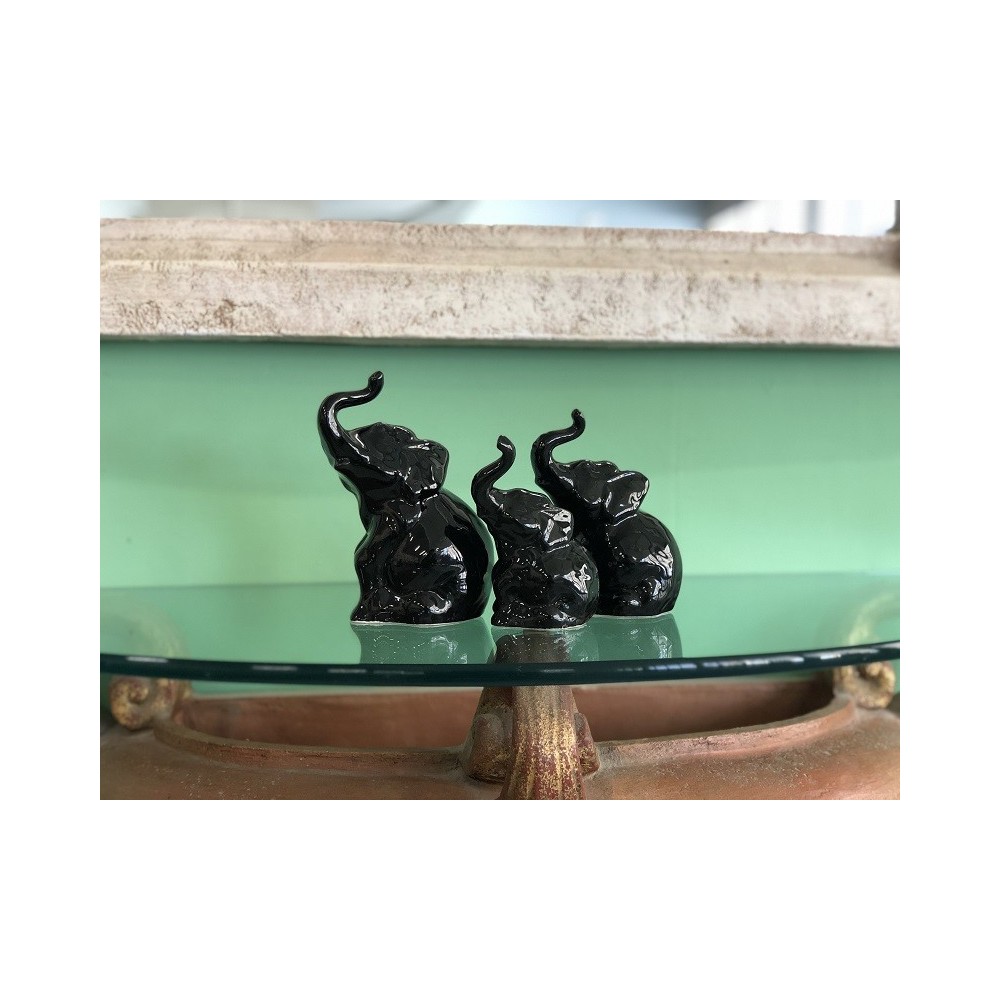 Black Glazed Ceramic Elephant